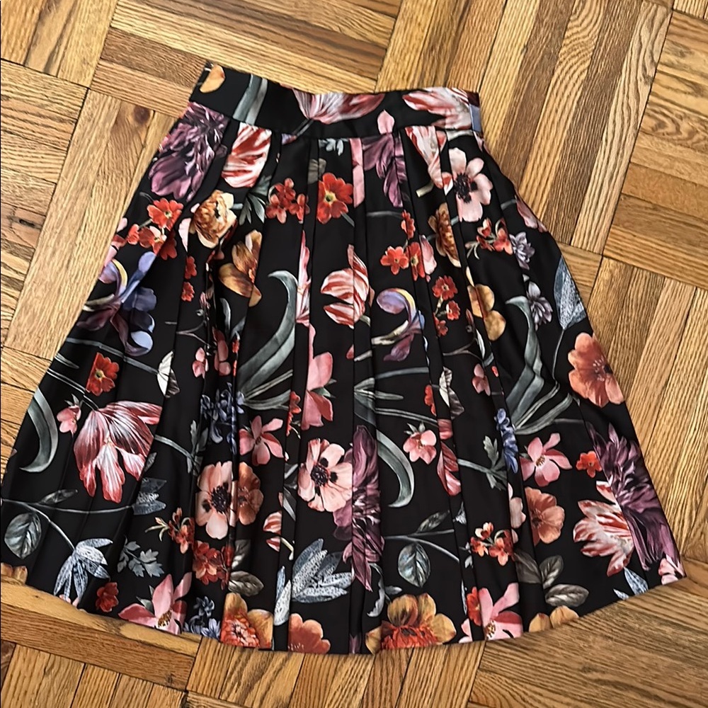 J. Crew Multicolored Pleated A-Line Skirt